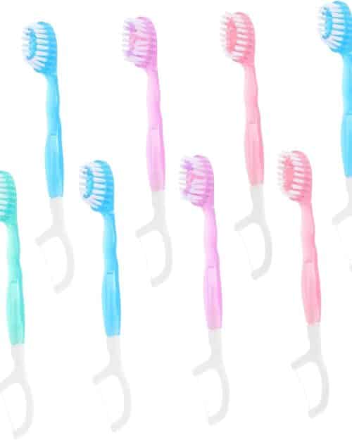 Disposable Mini Toothbrush with Floss Portable Oral Cleaning Brush for Travel Convenient Single Use Soft Bristles Travel Toothbrushes