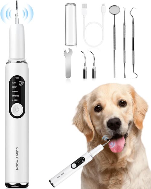 Dog Plaque and Tartar Remover Plaque Remover for Teeth with Led Light 5 Adjustable Modes Electric Toothbrush Teeth Cleaning Kit for Dog and Cat