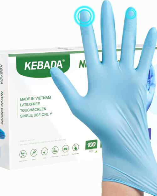 Nitrile Gloves D1, Nitrile Disposable Gloves for Cleaning, Food Prep, Industrial Grade, Non-Sterile, Food Safe, Powder, Latex Free, Touchscreen, Blue, 100 Count, X-Large (Made in Vietnam)