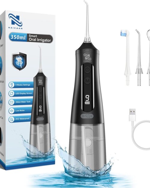 Cordless Water Flosser with Deep Cleaning Toothbrush, Jet Tip, and Tongue Cleaner Heads, Waterproof Home and Travel Dental Pick, Advanced Oral Care, Quiet and Rechargeable