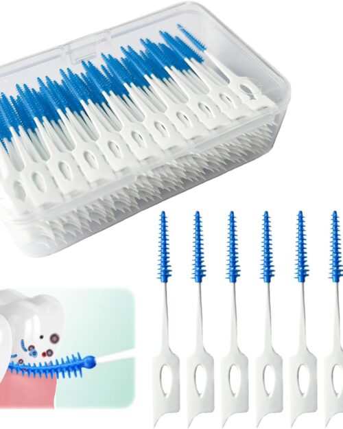 Ndzefan160PCS Portable Silica Gel Toothpick Toothbrush Original Suitable for Oral Care of Adults and Children,Toothpick Brushes Teeth Cleaning Tool (Blue)