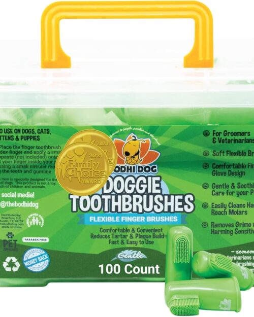 Bodhi Dog Finger Toothbrush for Dogs & Cats - Puppy Toothbrush with Soft Flexible Silicone Bristles, Gentle for Sensitive Gums, Promotes Healthy Teeth & Gums, Easy Teeth Cleaning Tool (100 Count)