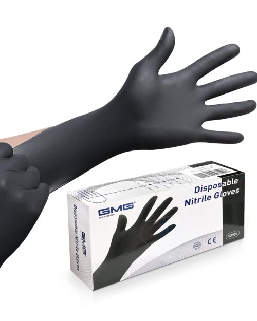 GMG SINCE1988 Nitrile Gloves Latex-Free, Powder-Free Ultra-Strong Tensile,50 Pack Household Cleaning Gloves