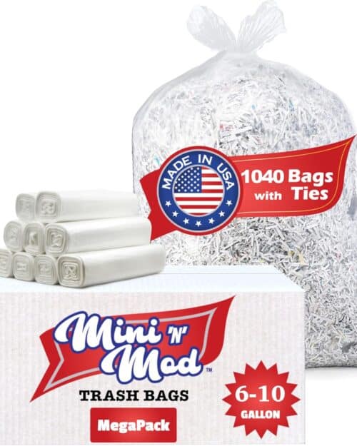 Clear 6-10 Gallon Trash Bags – Bulk 1040 Count – 8 Gallon Garbage Bags on Roll – Unscented Waste Basket Liners, Office Trash Can Liners for Home, Bathroom, Commercial, Janitorial, Industrial Use