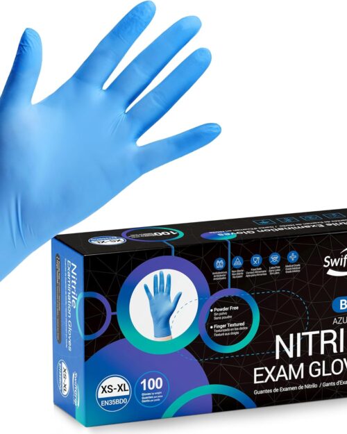 Disposable Nitrile Exam Gloves, Blue, Gloves Disposable Latex Free for Medical, Cleaning & Food Prep, 100-ct