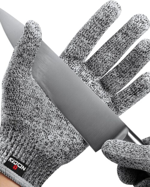 NoCry Premium Cut Resistant Gloves Food Grade — Level 5 Protection; Ambidextrous; Machine Washable; Superior Comfort and Dexterity; Lightweight; Complimentary eBook